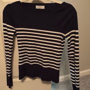 Babaton League Sweater in navy blue and white size small